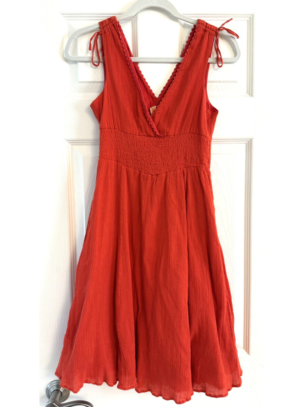 Anthropologie Maeve V neck  Sleeveless short  Dress Coral  Retro 6